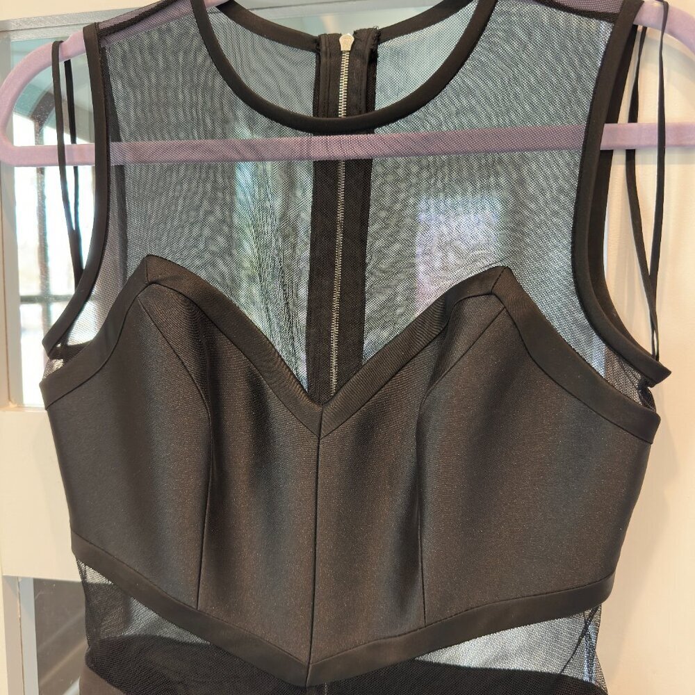 Theia Black Formal Satin Cocktail Dress Size 2 - Picture 2 of 6